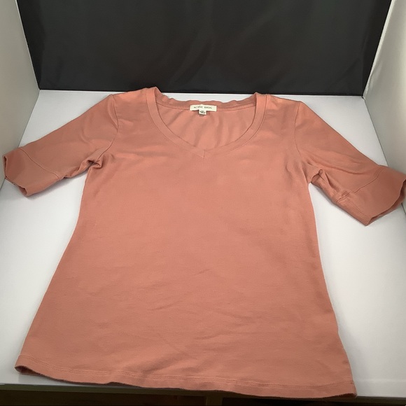 Active Basic Women Pink Fitted V-Neck Tee M - Picture 5 of 10